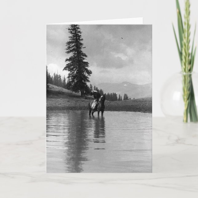 Carte Cowboy dans un étang (Devant)