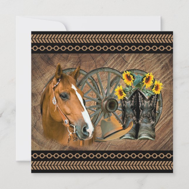 Carte Cowboy de Western Horse Cowboy Cowboy Hat Wagon Wh (Devant)