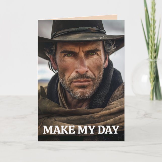CARTE COWBOY FUNNY BANTHDAY GREETING CARD (Devant)