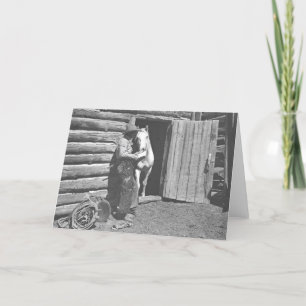 Carte Cowboy lisant une lettre