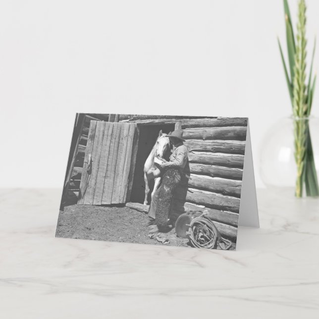 Carte Cowboy lisant une lettre (Devant)