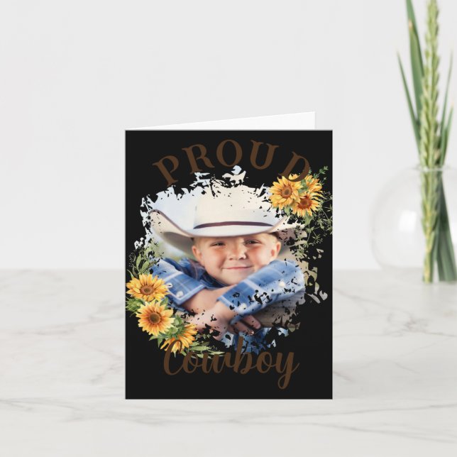 Carte Cowboy Photo Text Sunflower Accent T Shirt  (Devant)