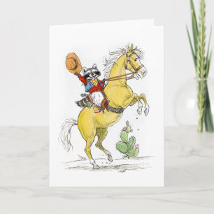 Carte Cowboy Raccoon Joyeux Anniversaire !
