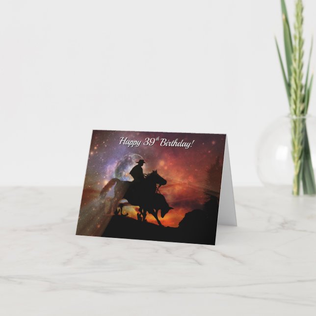 Carte Cowboy Roping et Steer Happy 39e anniversaire (Devant)