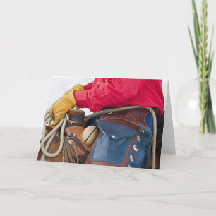 Carte Cowboy sur les gerçures de port de cuir de cheval