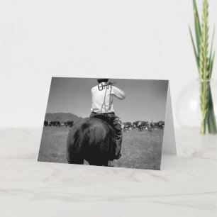 Carte Cowboy sur un cheval avec deux marques