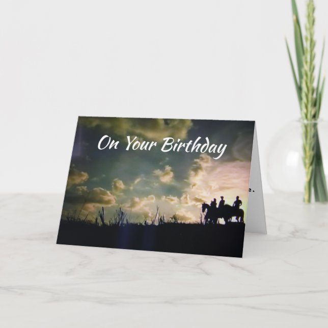 CARTE COWBOYS À L'AUBE POUR VOUS SPÉCIAL **ANNIVERSAIRE* (Devant)