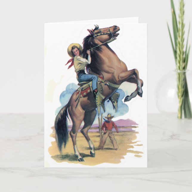 Carte Cowgirl en cheval (Devant)