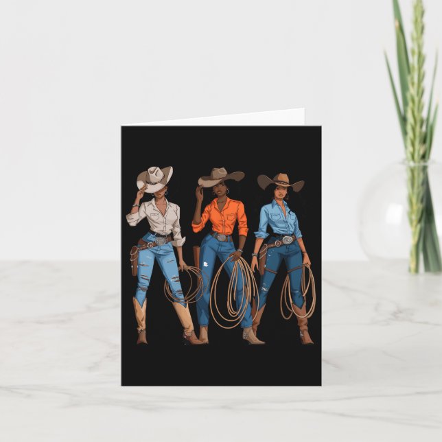 Carte Cowgirl occidentale afro-américaine noire Rod (Devant)