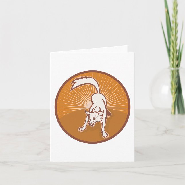 Carte Coyote Retro Sunset Vintage Wilderness Animal Art (Créateur téléchargé)
