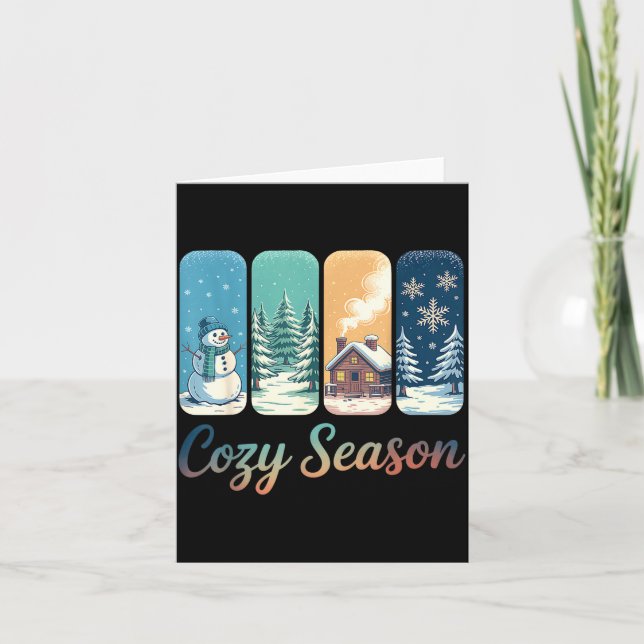 Carte Cozy Season Winter Wonderland Cabin Snowman Snowfl (Devant)