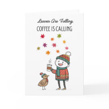 Cozy Thanksgiving Card with Turkey & Coffee
