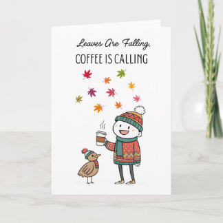 Carte Cozy Thanksgiving Card with Turkey & Coffee