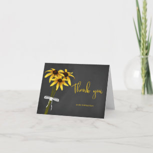 Carte craie dessinée Black Eyed Susan fleurs merci