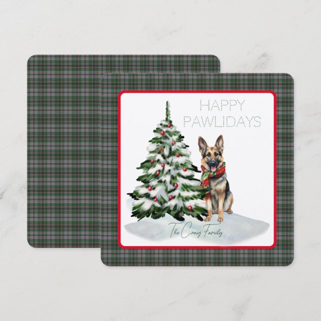 Carte Craig Tartan moderne Happy Pawlidays Chien (Devant / Derrière)