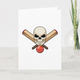 Carte Crâne au cricket avec batte de cricket