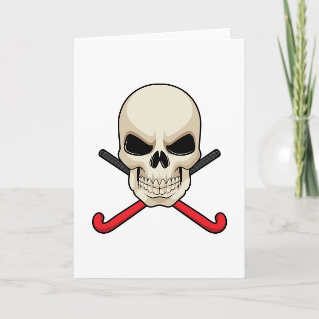 Carte Crâne au hockey avec chauve-souris de hockey (Devant)
