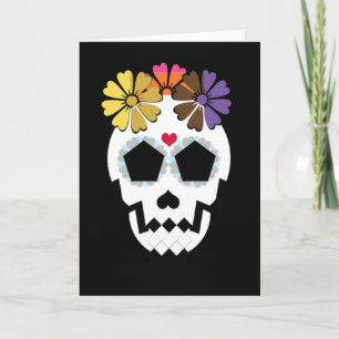 Carte Crâne avec des fleurs