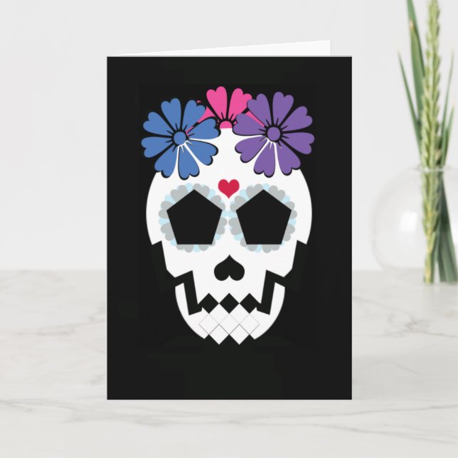 Carte Crâne avec fleurs (Devant)