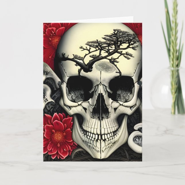 Carte Crâne cool, Arbres, Fleurs Toutes les occasions Sa (Devant)
