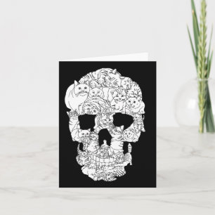Carte Crâne de chat Kitty Skeleton Halloween Goth Punk E