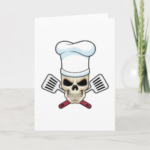 Carte Crâne de cuisinier avec chapeau de cuisine