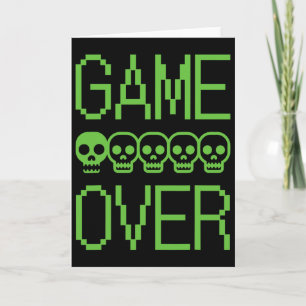 Carte Crâne de joueur de pixel game over jeu vidéo rétro