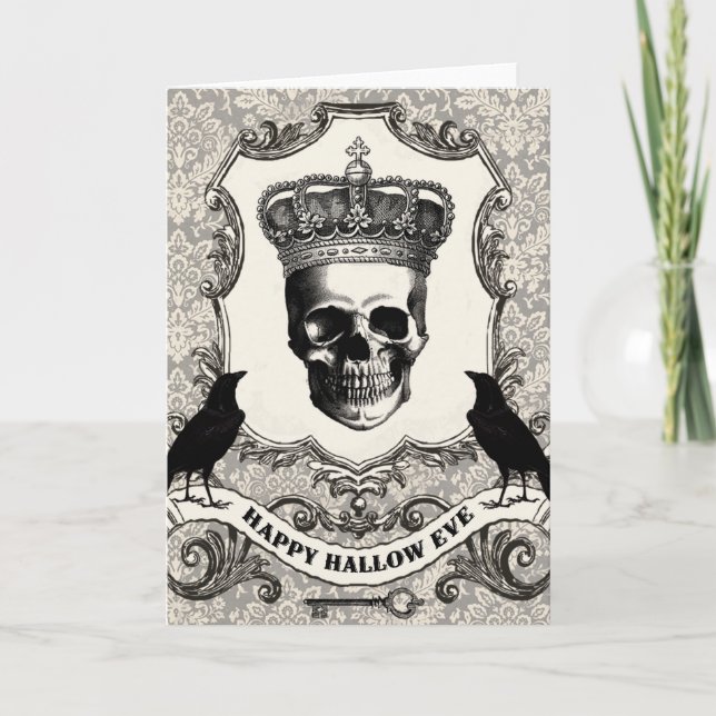 Carte Crâne d'Halloween Vintage moderne (Devant)