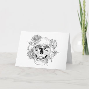 Carte Crâne Et Fleurs Inspiré