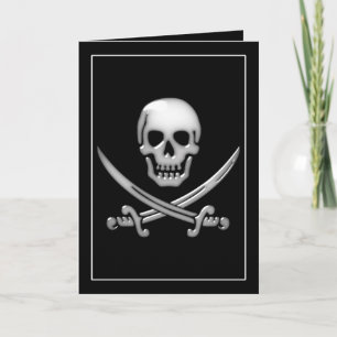 Carte Crâne et os croisés de l'épée et du pirate de verr