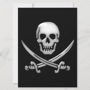 Carte Crâne et os croisés de l'épée et du pirate de verr