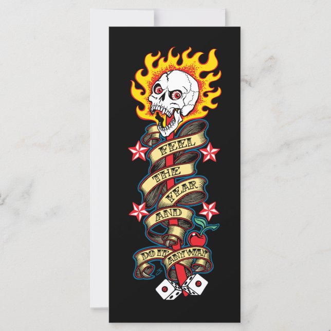 Carte Crâne flamboyant Ressentez la peur (Devant)