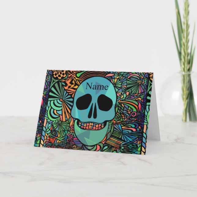 Carte Crâne Hippie Halloween Thunder_Cove (Devant)