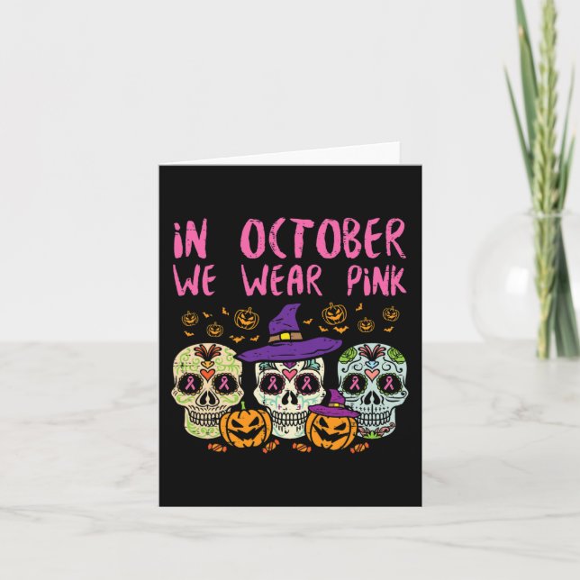 Carte Crâne sucre Octobre Pink Breat Cancer Sensibilisat (Devant)
