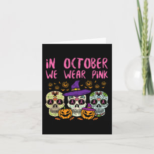 Carte Crâne sucre Octobre Pink Breat Cancer Sensibilisat