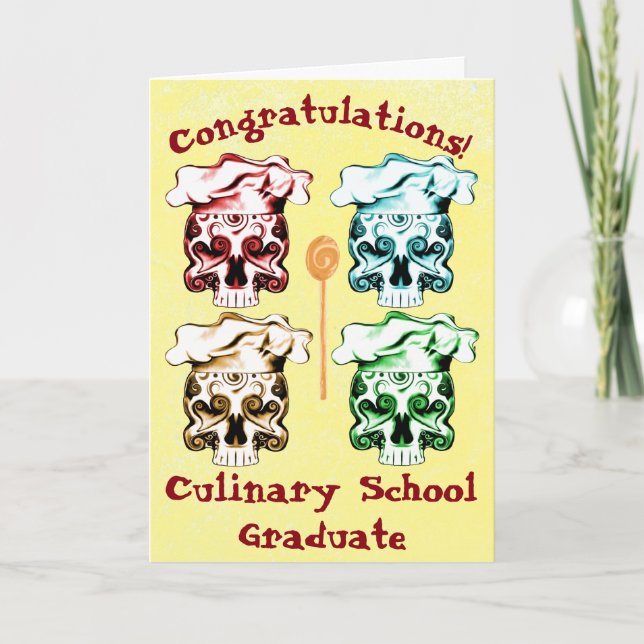 Carte Crânes culinaires de chef de diplômé d'école (Devant)