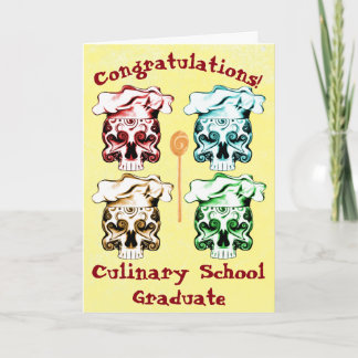 Carte Crânes culinaires de chef de diplômé d'école