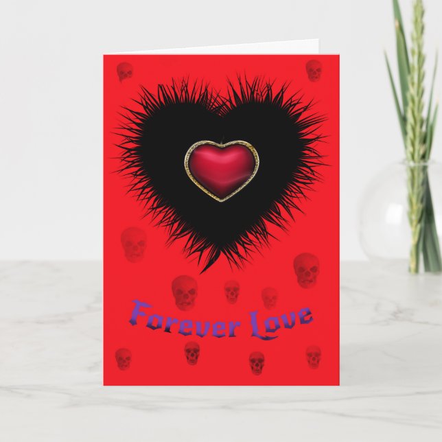 Carte Crânes et coeurs Valentines (Devant)