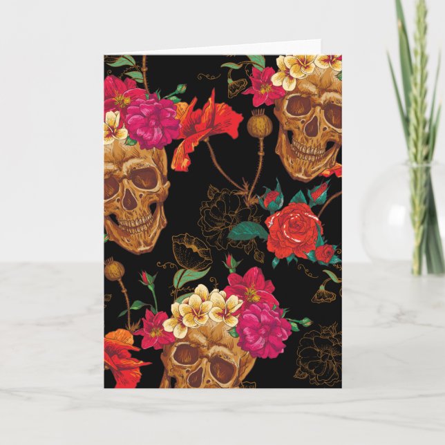 Carte crânes floraux (Devant)