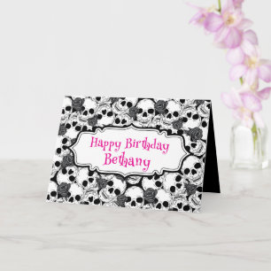 Carte Crânes grunge et Goth Rose Anniversaire