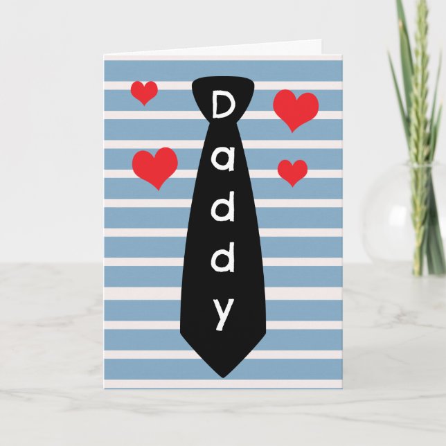 Carte Cravate bleue personnalisée  noire Fête des pères  (Devant)