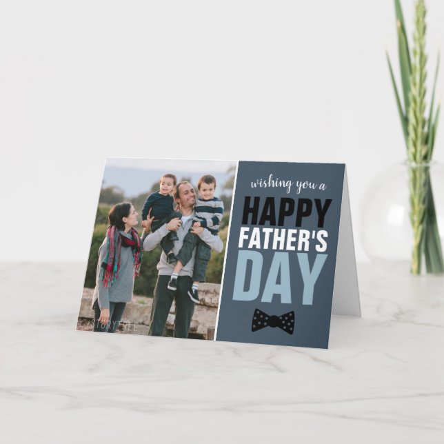Carte Cravate moderne papa Marine Bleu Bow Joyeuse Fête  (Devant)