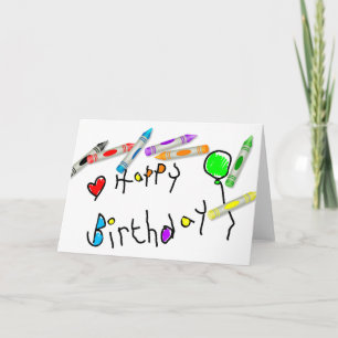 Carte Crayon voeux d'anniversaire