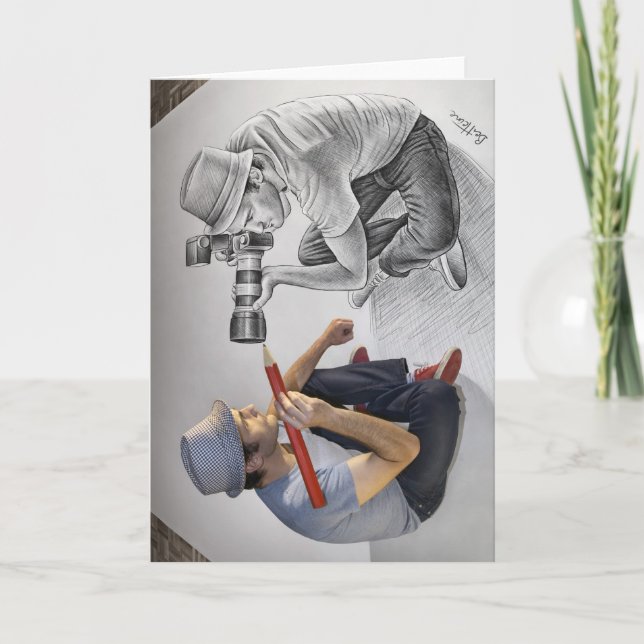 Carte Crayonnez contre l'appareil-photo - l'art 3D - (Devant)