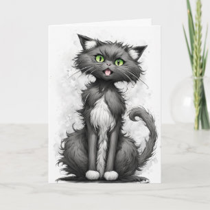 Carte Crazy Cat Cartoon Anniversaire