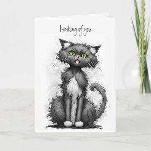 Carte Crazy Cat Cartoon Penser À Vous