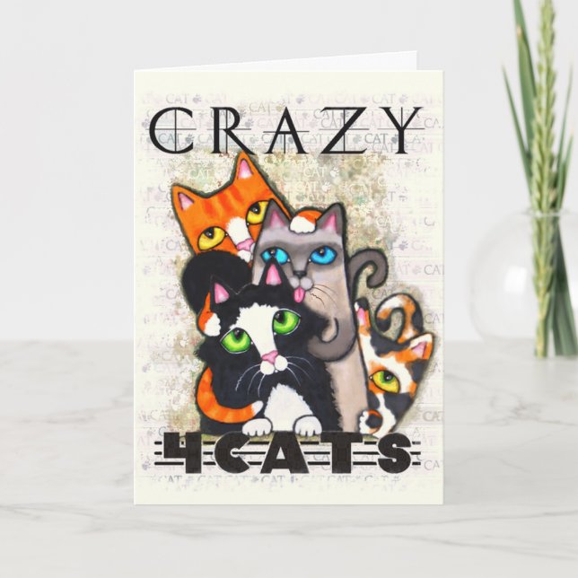 Carte Crazy For Cats Friendship Grey Card (Devant)