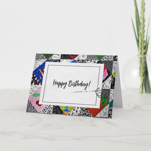 Carte Crazy Quilt Anniversaire (Devant)