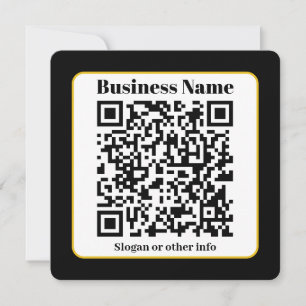 Carte Create Your Own QR Code Black White Gold Border