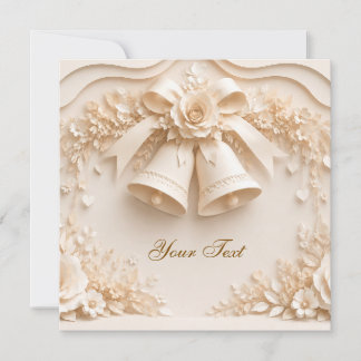 Carte Création de mariage élégante avec cloches et roses